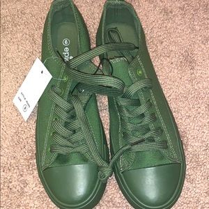 Olive green canvas shoes
